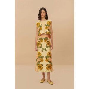 Farm Rio Cream Delicate Flower Arabesques linen set